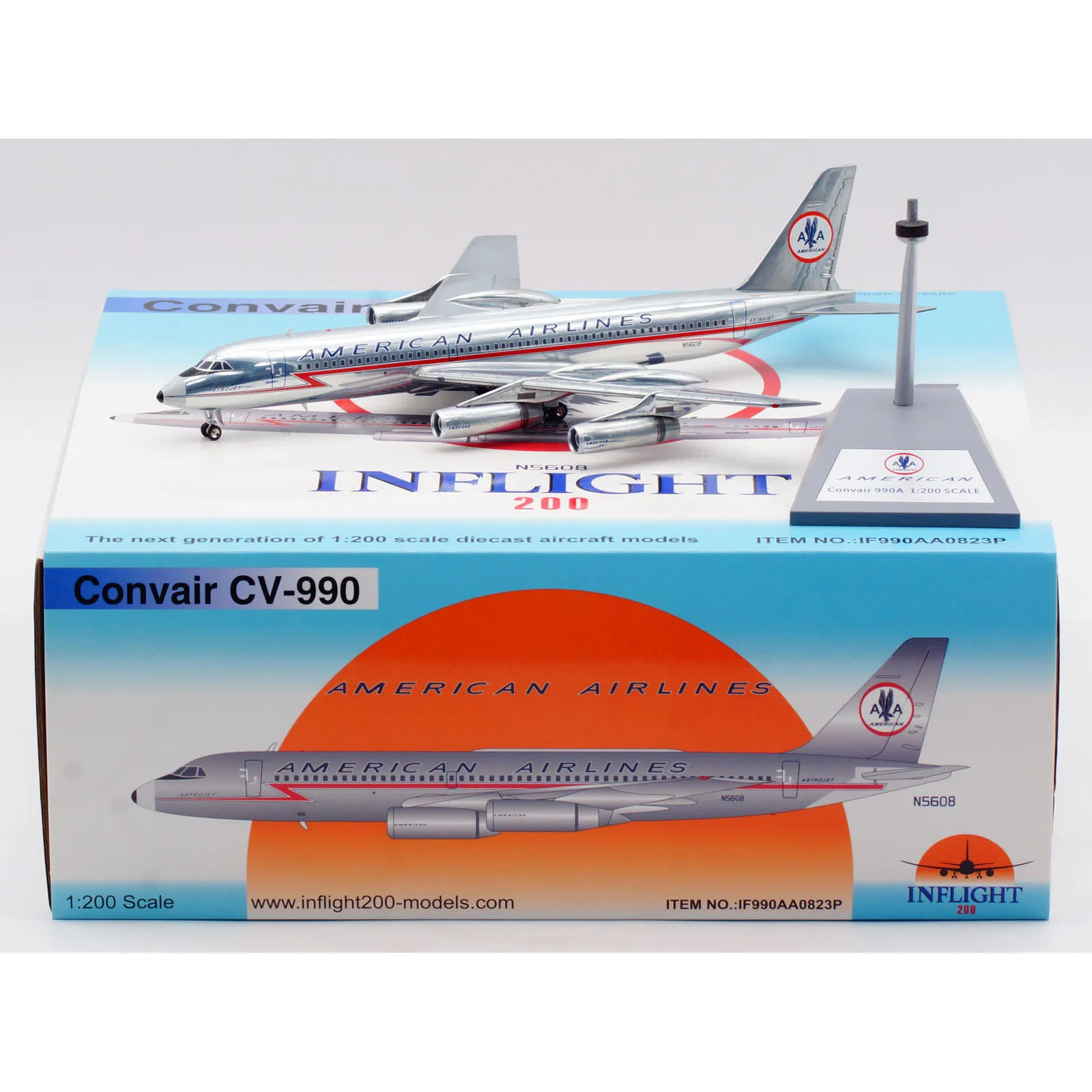 

IF990AA0823P Alloy Collectible Plane Gift INFLIGHT 1:200 American Airlines Convair CV-990A Diecast Aircraft Jet Model N5608