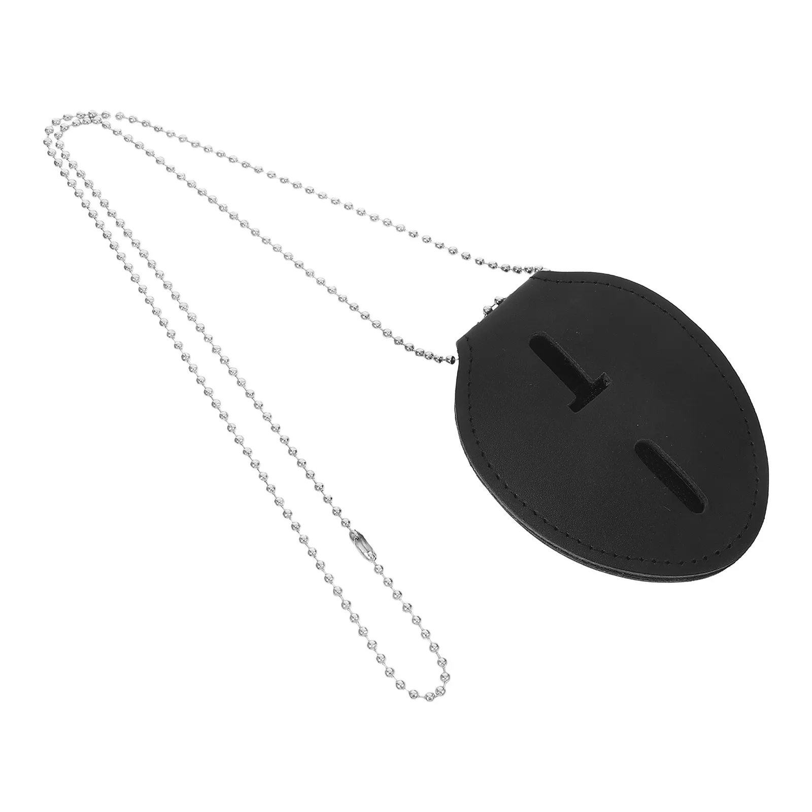 Universal PU Badge Holder Stationary Clip Chain Work Id Card Protector Security Badge Sleeve Work Accessories for Men Women