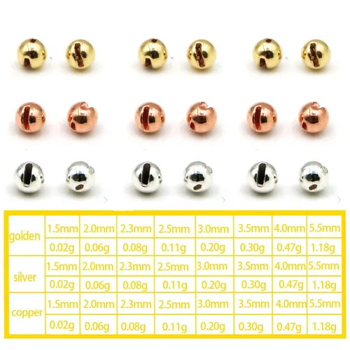 Imagen 2 del producto 50 Uds. Cuentas ranuradas de tungsteno 2,5mm-4,0mm Material para atar moscas trucha moscas pesca cuentas de tungsteno oro/plata/cobre anzuelo