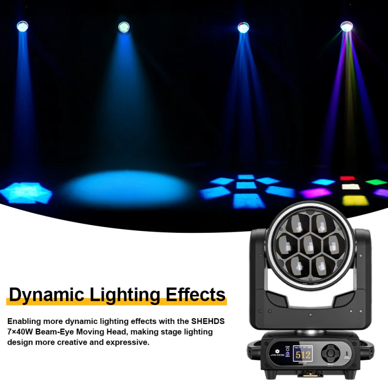 

SHEHDS Mirror Rotation Point Control Mini Bee Eye Light 7x40W Moving Head Zoom Wash B 7x40 Ватт RGBW Movinghead для вечеринок и дискотек