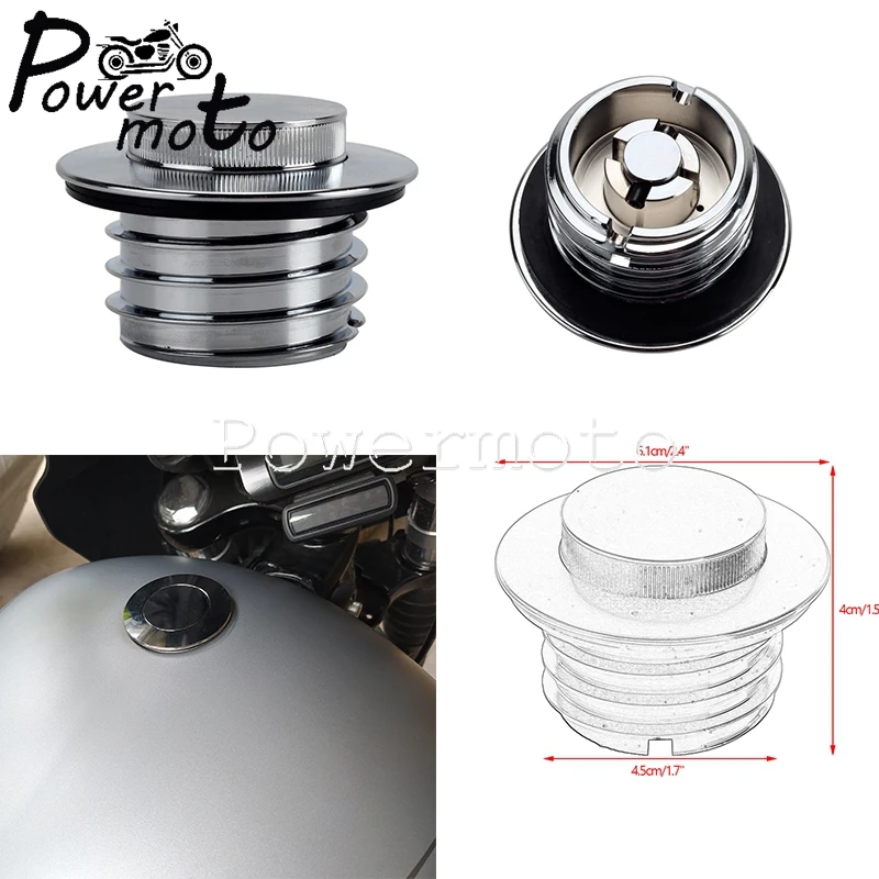 Motorcycle Black Chrome Aluminum Gas Tank Cap Clockwise Pop Up Push Vented Fuel Tank Cover For Harley Softail FXBB FXBR FXBRS