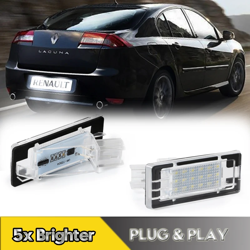 

2Pcs Canbus LED Number License Plate Light Lamps For Renault Laguna Scenic Espace Captur Dacia Duster Logan Lodgy OEM#8200013577