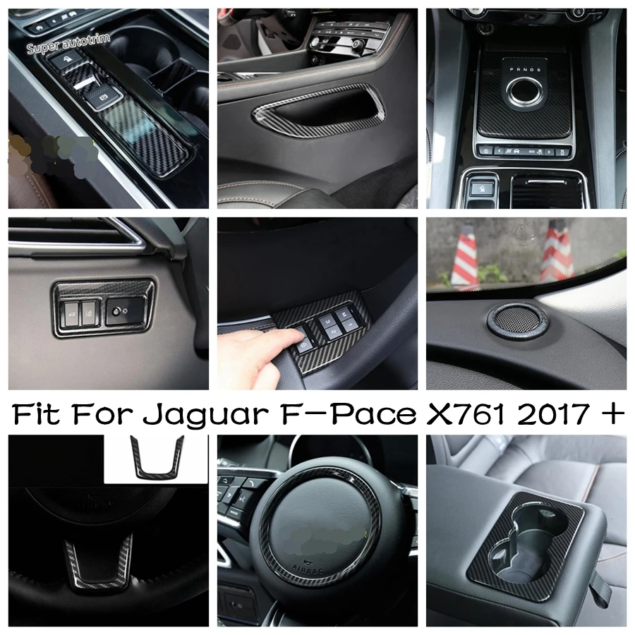 

Head Lights / Gear Shift Panel / Water Cup / Hand Brake Cover Trim Carbon Fiber Accessories For Jaguar F-Pace X761 2017 - 2022