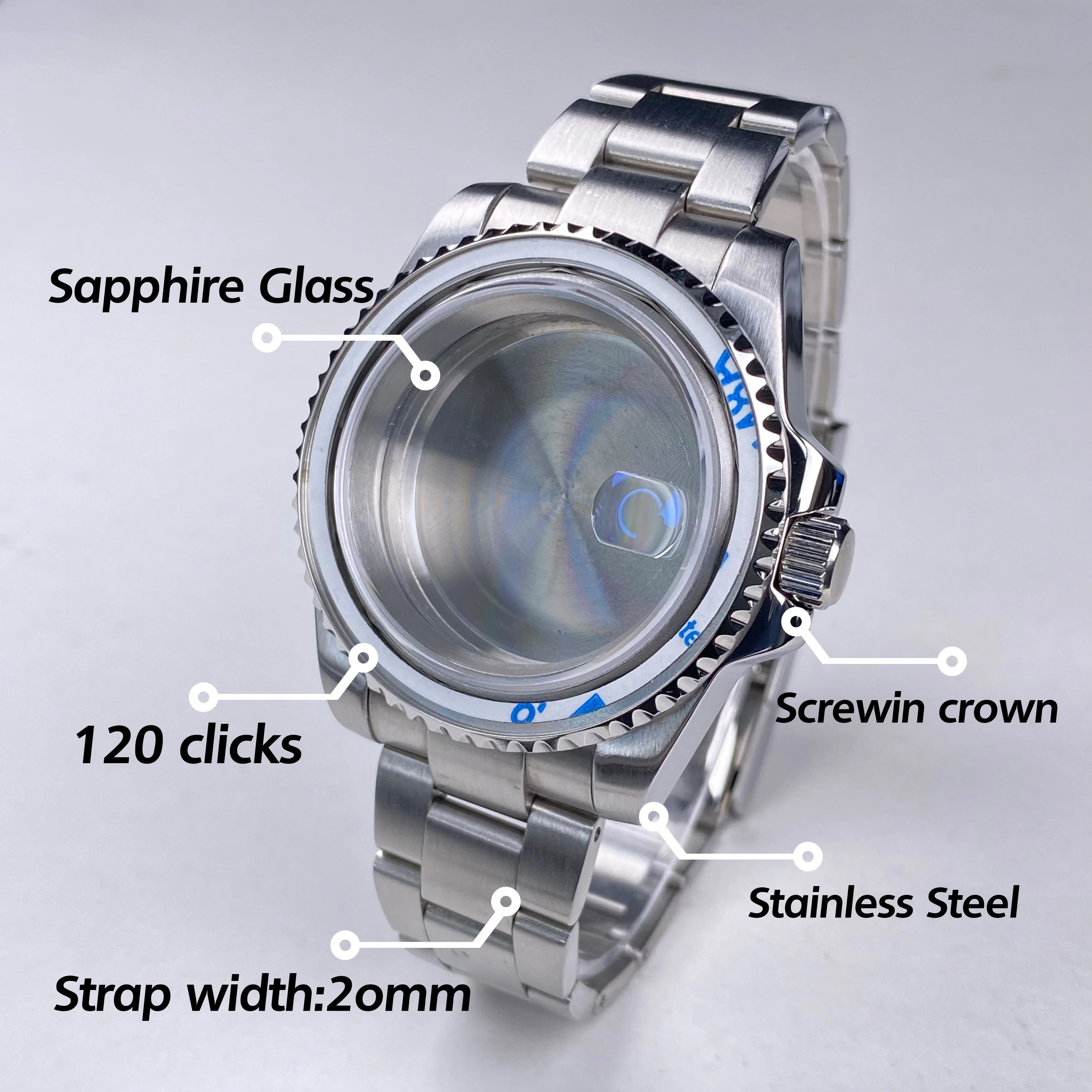 Высококачественные часы NH35, серебряный корпус, 40 мм, 120 кликов, нержавеющая сталь GMT/SUB, безель, подходит для NH34, NH35, NH36, механизм, циферблат 28,5 мм