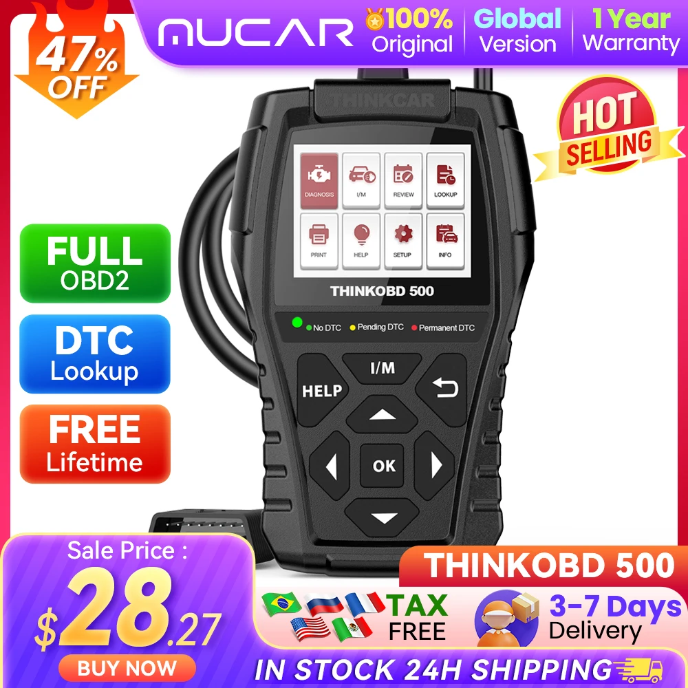 THINKCAR THINKOBD 500 Code Reader Obd2 Scanner for Auto Car Diagnostic Tools Obd 2 Functions Diagnosis Lifetime Free Update