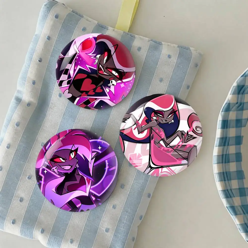 

V-Velvette H-Hazbin H-Hotel Badge Creative Pins Brooch for Bag Clothes Hat Decor Gifts Fans Collect