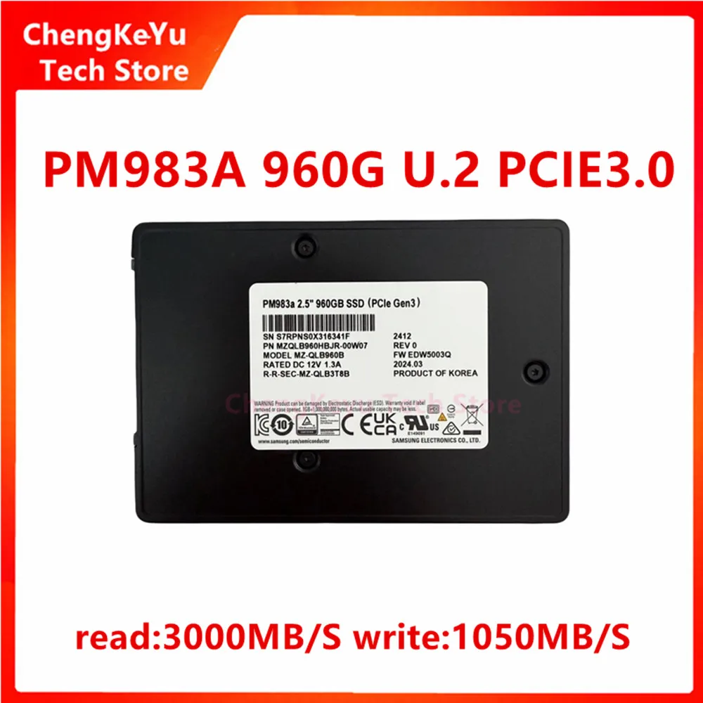 For Samsung PM983A 960GB NVME Protocol U.2 to PCIe 3.0 X4 Solid State Drive Enterprise Grade New&original