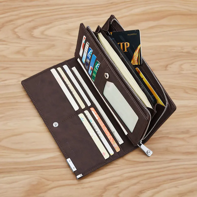 Men's long wallet, fashionable card holder, large capacity handbag, personalized multifunctional phone bag