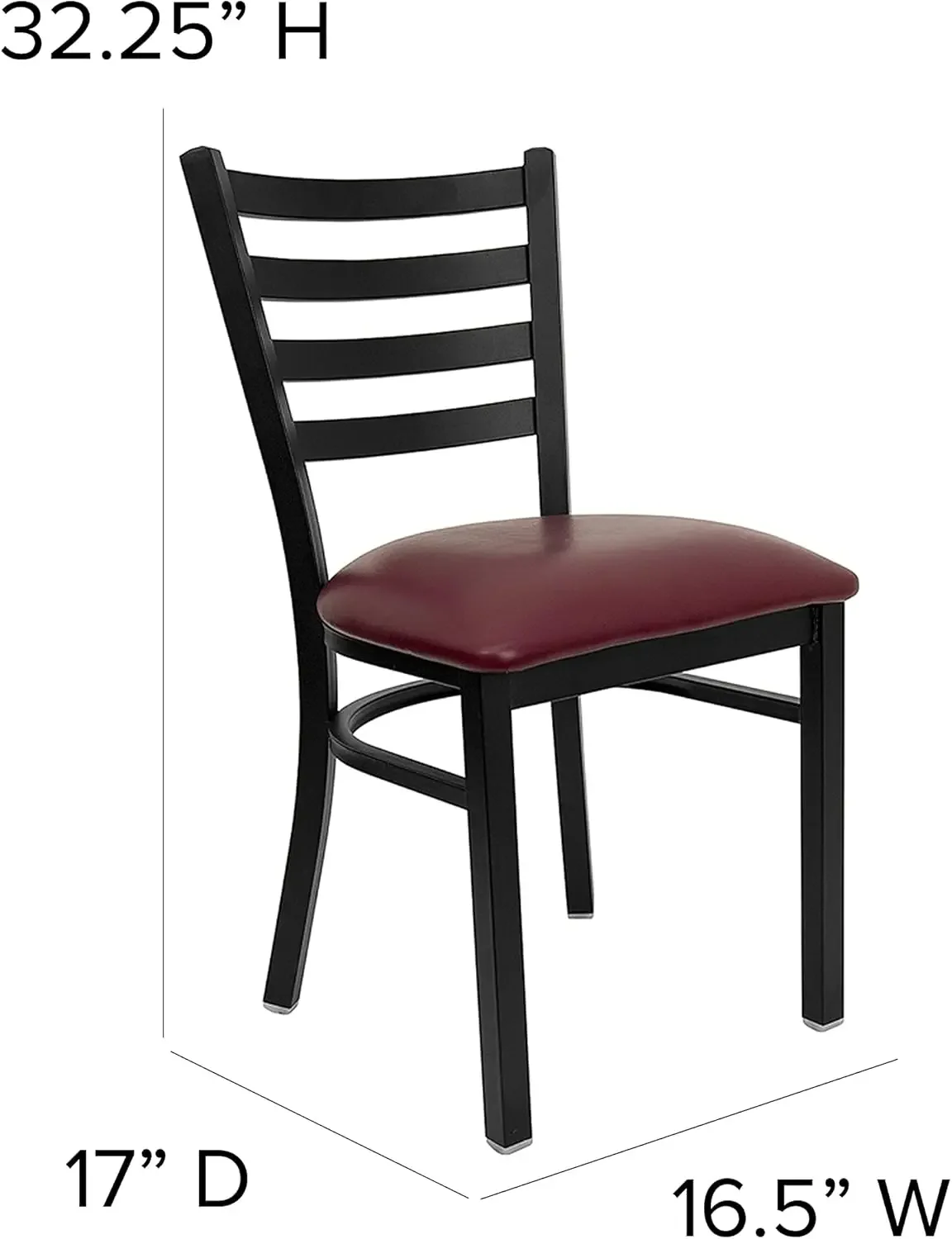 Flash Furniture 4 Pk. Black Ladder Back Metal Restaurant Chair - Burgundy Vinyl Seat