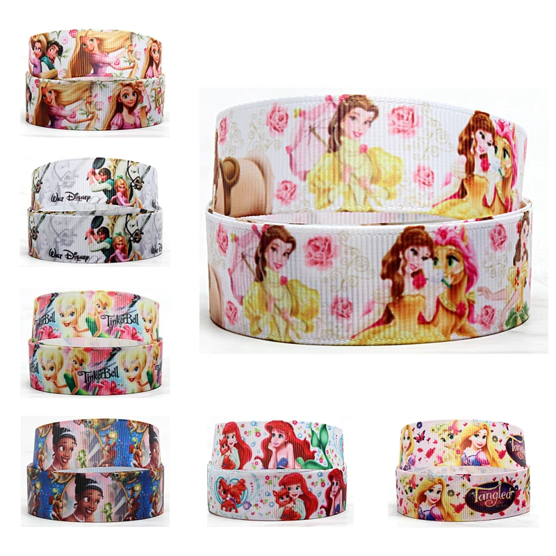 Disney Princess Cinderella Belle Printed 25MM 38MM Cartoon Grosgrain Ribbon