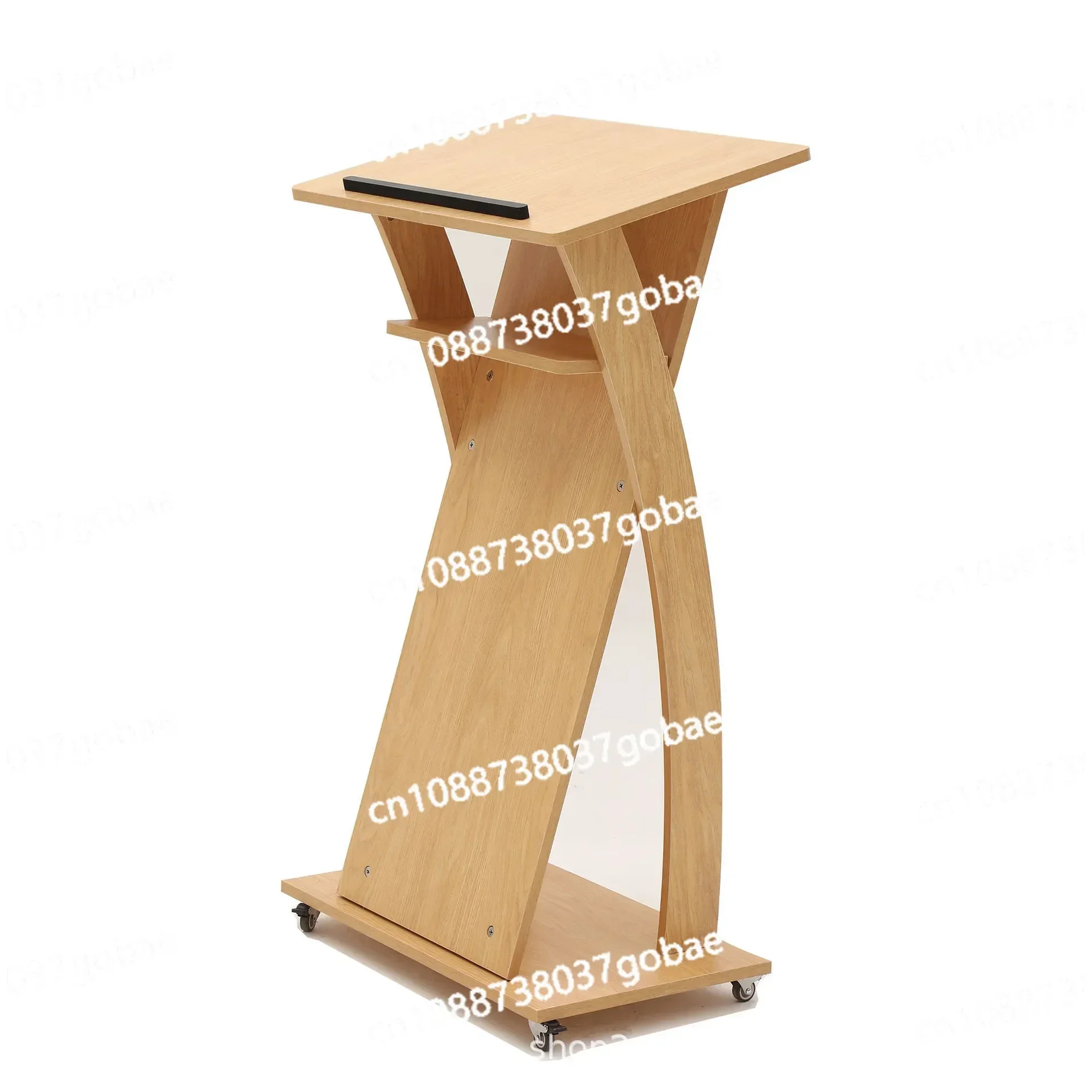 Solid Wood Lectern with Wheels Welcome Reception Desk