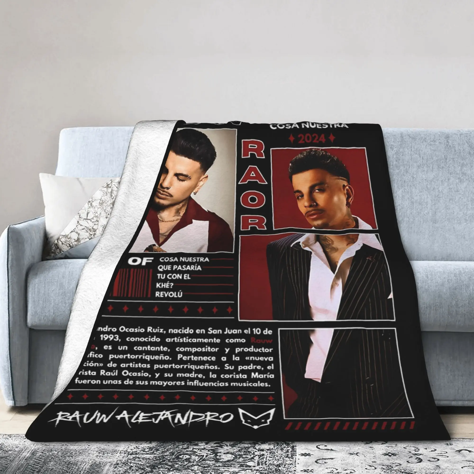 Rauw Alejandro Raor البطانيات الفانيلا الخريف/الشتاء المحمولة لينة رمي بطانية للسرير السفر أفخم رقيقة لحاف #2