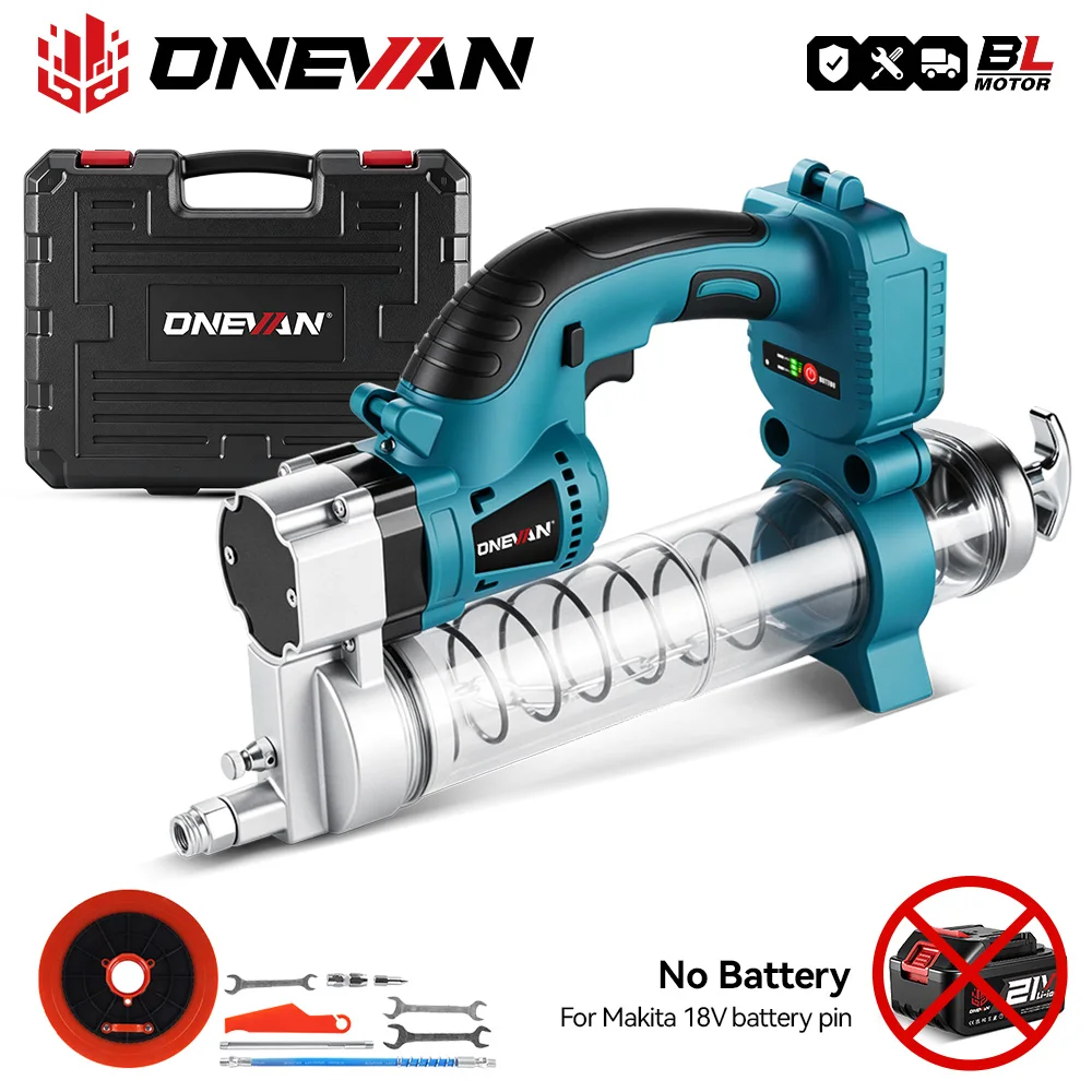 

ONEVAN 960W Power Brushless Electric Grease gun 10000PSL High Pressure Cordless Car Lubricating Oil Tools For Makita Battery Pin