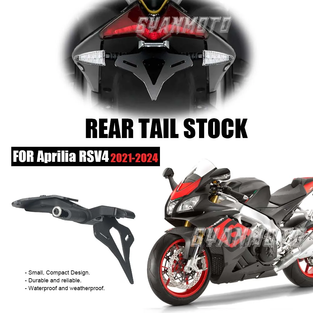 For Aprilia RSV4 RS V4 2021-2024 Motorcycle Rear Short Tail Stock Tidy License Plate Holder Tailstock Bracket With LED Light