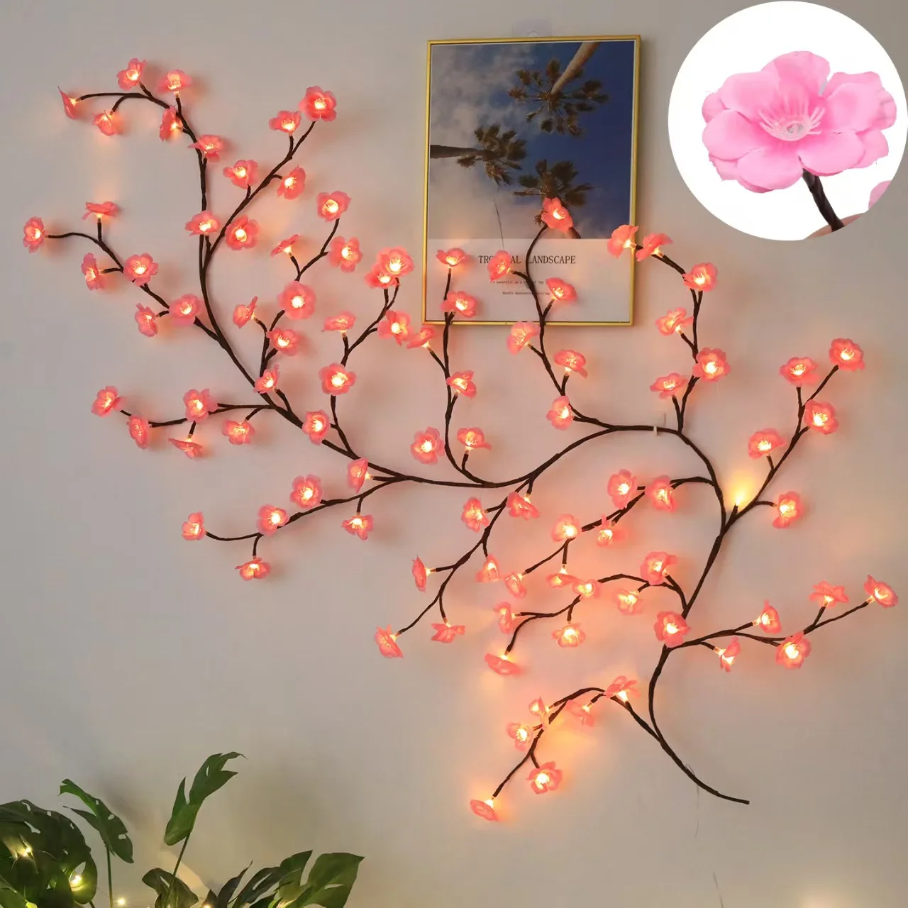 Cherry Led Tree Branch Lights With 72/96led Lights Peach Blossom Willow Vine Twig Garland Indoor Party JJ1950OT