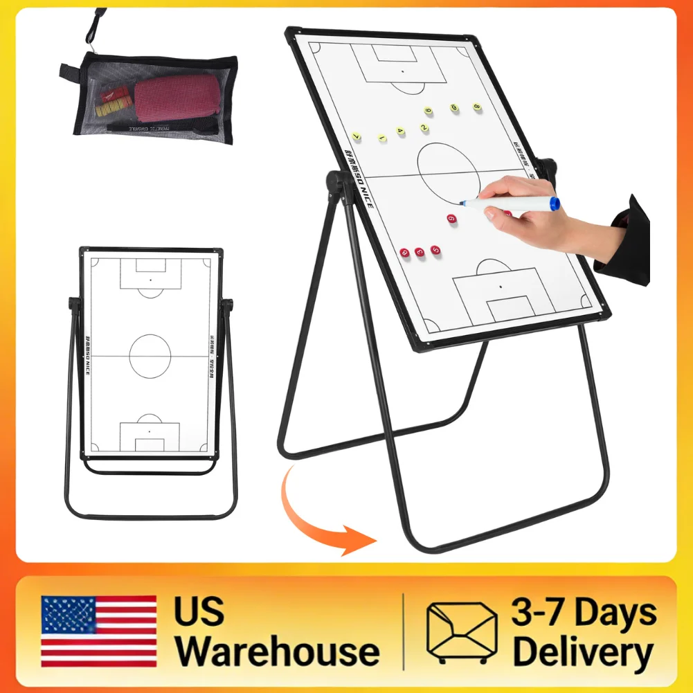 

Magnetic Soccer Tactics Whiteboard 35inx24in Dry Erase Coaches Clipboard with Stand Pen Eraser for Team Training and Strategy