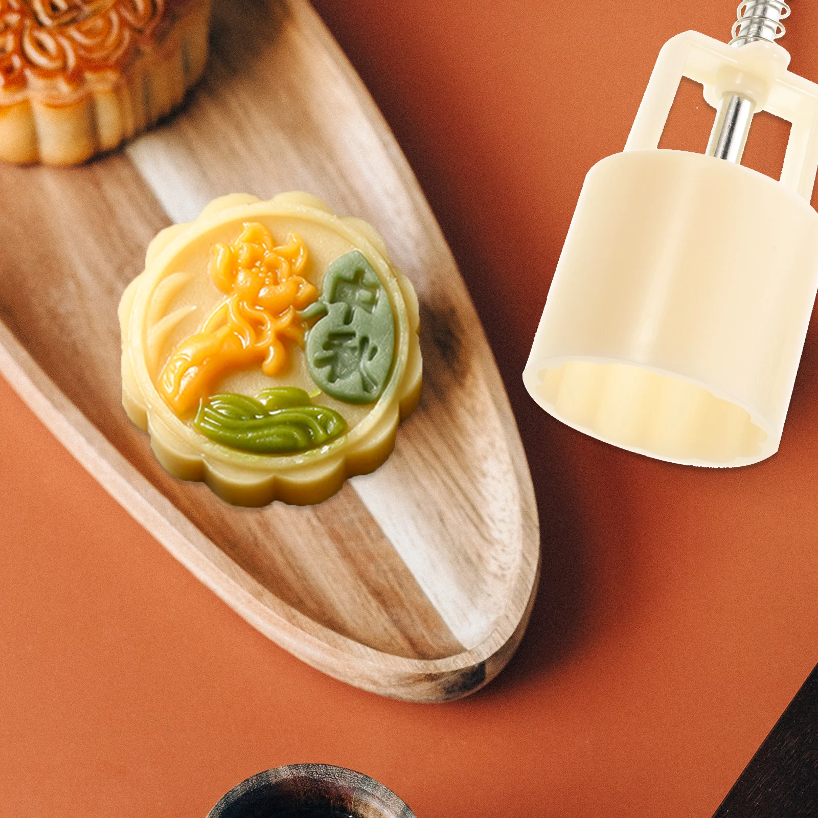 

5pcs Moon Cake Mold 3D Diy Baking Tool For Cakes Chocolate Jelly Reusable Hand Pressure Stamp Mold Soft Non-Stick Easy Clean