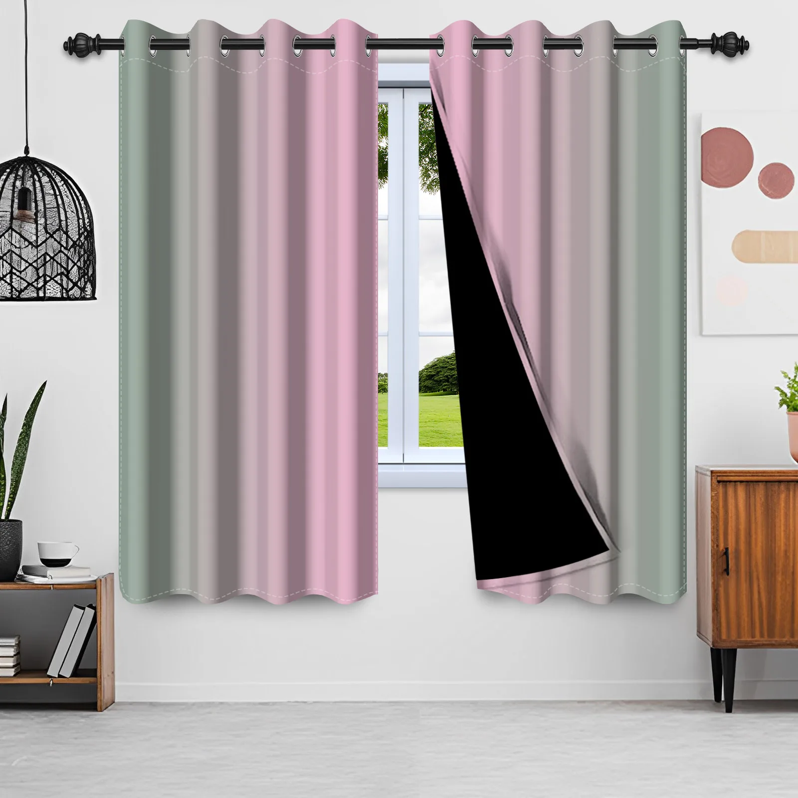 

2 шт./компл., однотонная градиентная оконная занавеска, розовый, зеленый, Intercolor, декор для спальни, гостиной, затемняющие шторы из полиэфирной ткани