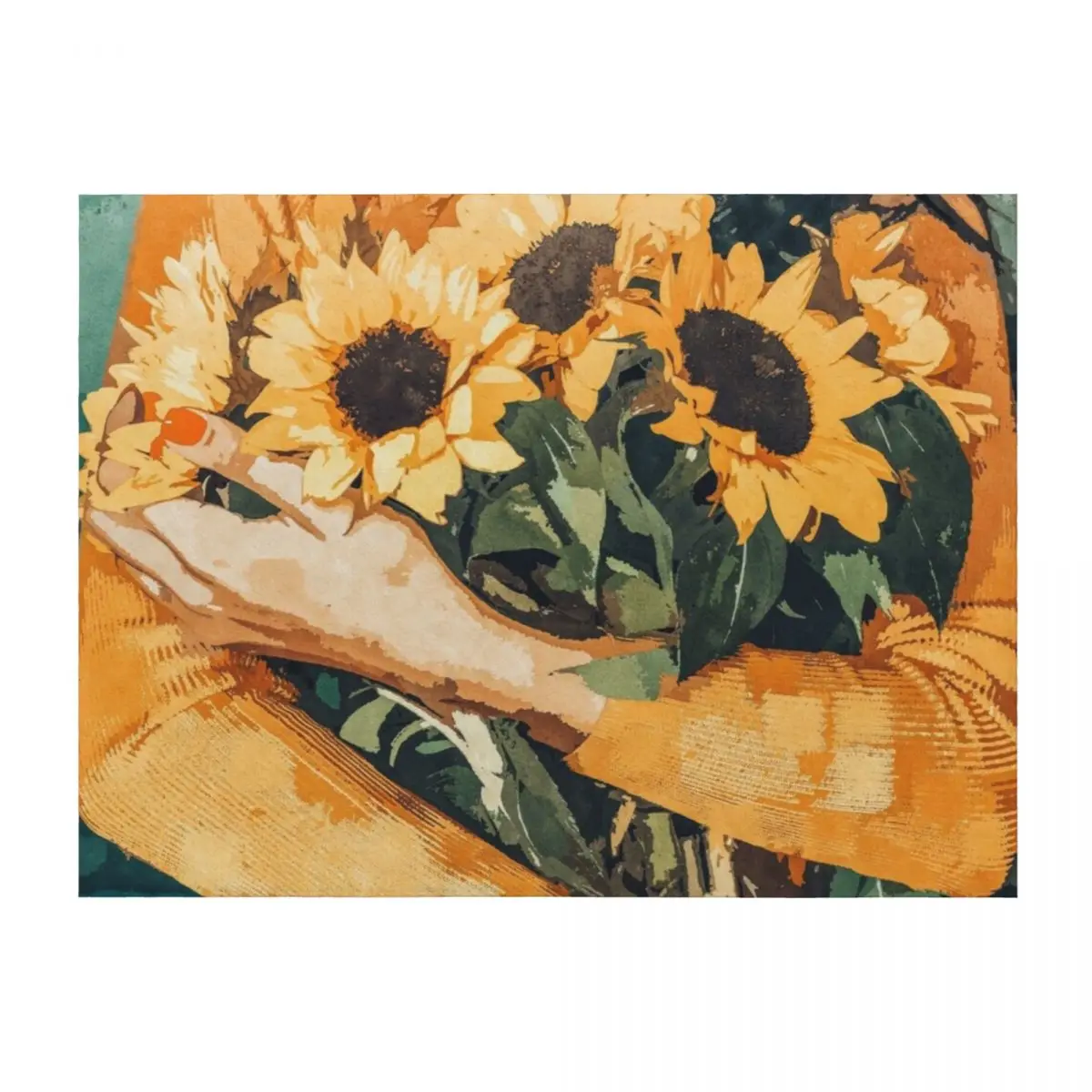

Holding Sunflowers Throw Blanket Stuffeds bed plaid Thin Sofa Blankets