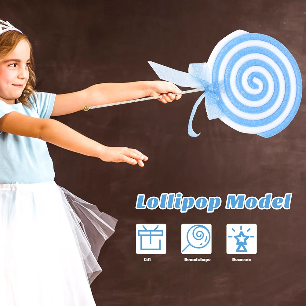 

2Pcs Giant Blue Foam Lollipop Candy Decorative nament Reusable Photography Props Party Performance Scene Decor lollipop prop