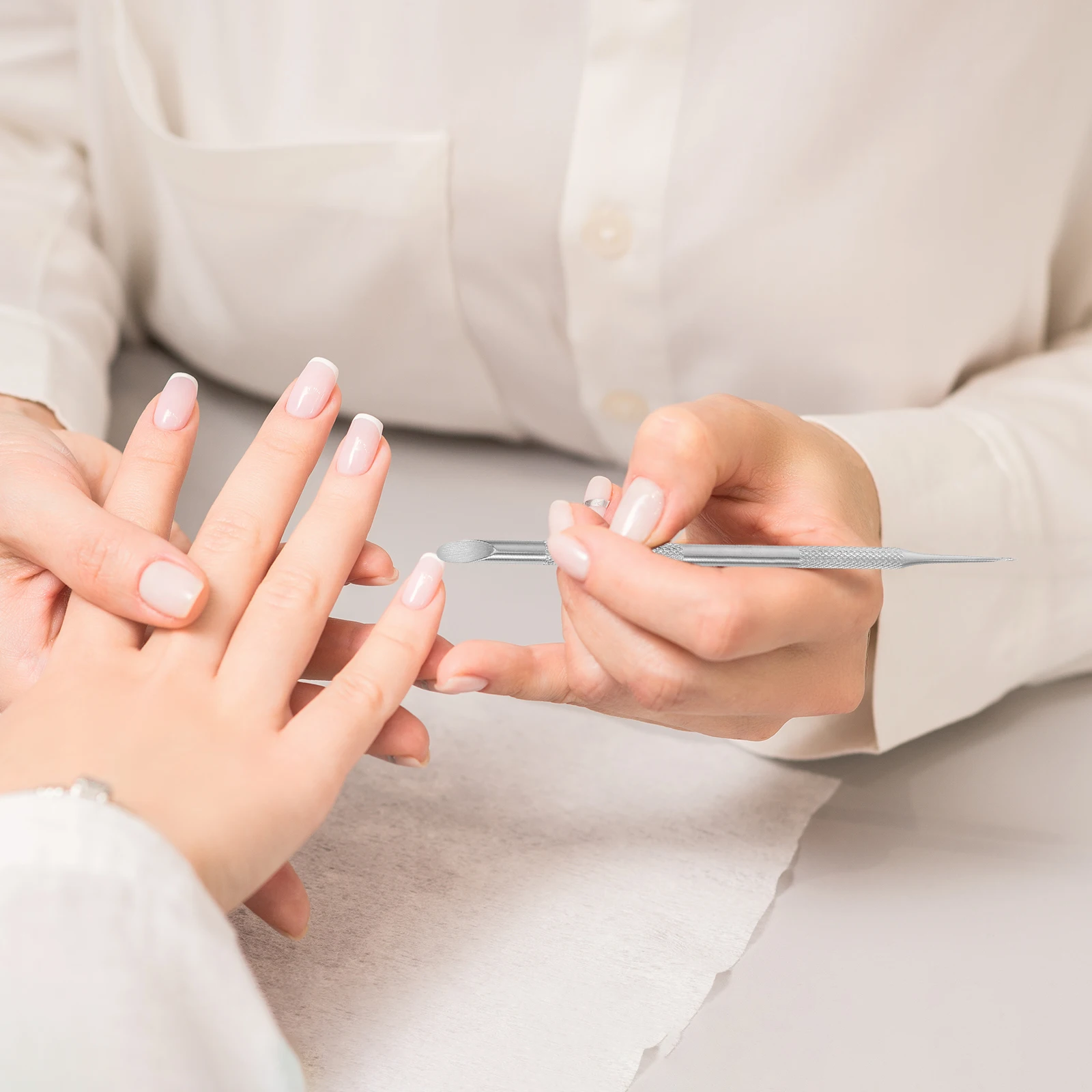 

Dual Head Cuticle Remover Pusher Tool Round Design Polish Peeler Durable Steel Portable Silver For Fingernails Toenails