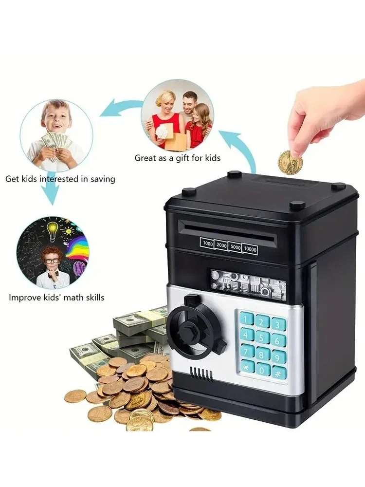 Creatieve Elektronische Bank Automatische Mini Veilige Munten Geldbesparing Geldkist Wachtwoordteller Code Sleutelvergrendeling Muntbank Atm Kind Cadeau