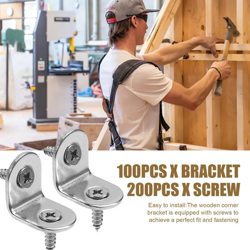ABSJ-100PCS L кронштейны для полок угловые кронштейны для деревянного углового кронштейна из нержавеющей стали с винтами набор кронштейнов