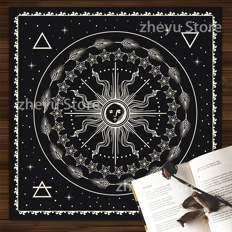 Sun and moon divination tarot card tablecloth altar cloth bedroom room decorative art tablecloth waterproof tapestry