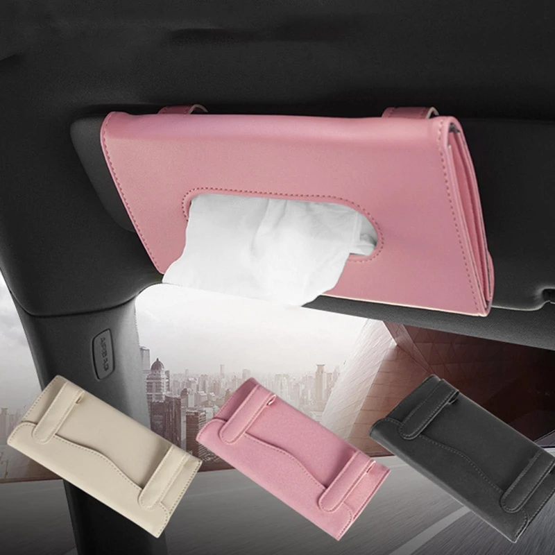 Car Tissue Box Paper Towel Holder Car Sun Visor Tissue Box Auto Interior Storage Decoration Tissue Organizer Car Accessories