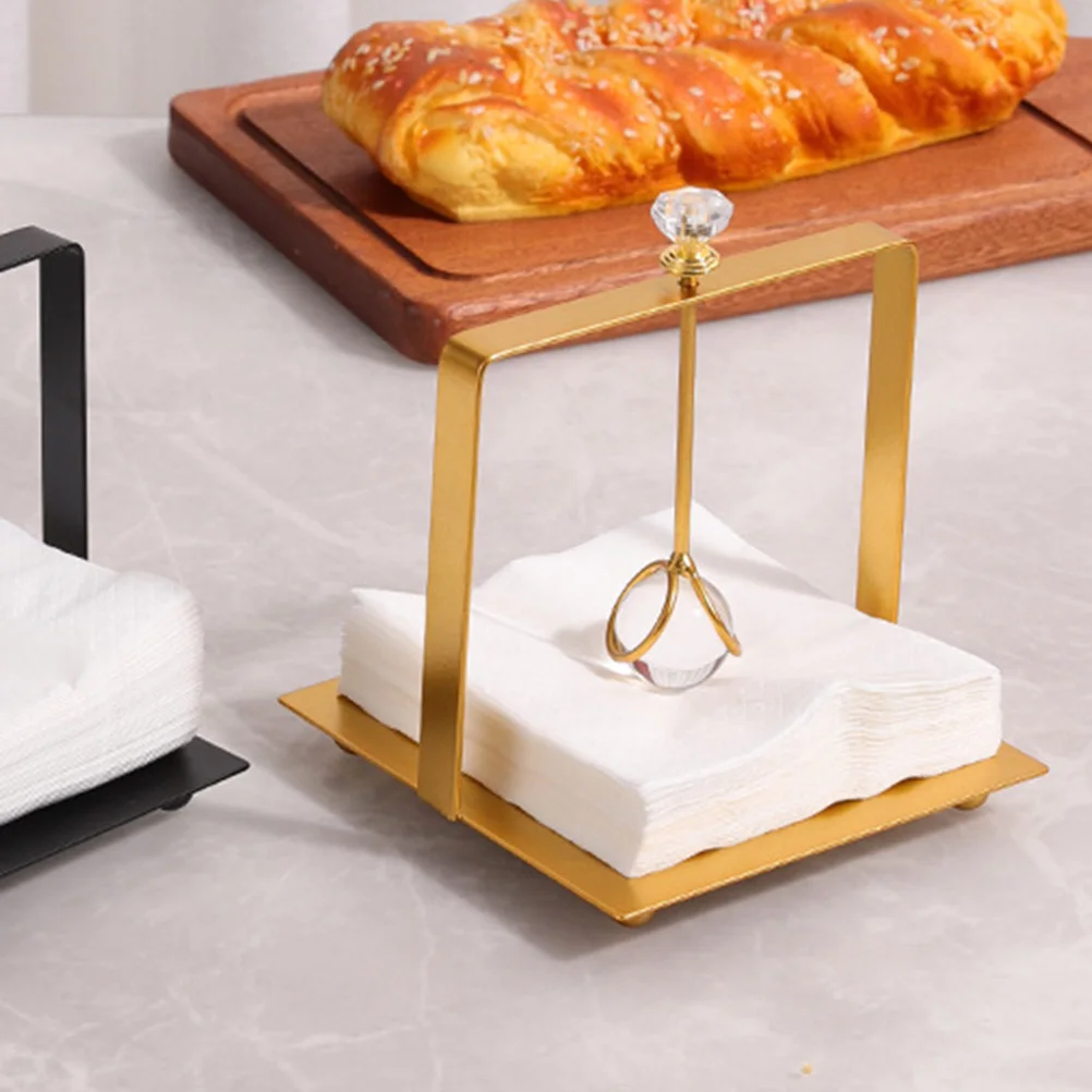 

Metal Square Tissue Holder Metal Napkin Stand Tissue Dispenser with Press Compact Design Restaurant Hotel Bar Tabletop Organizer