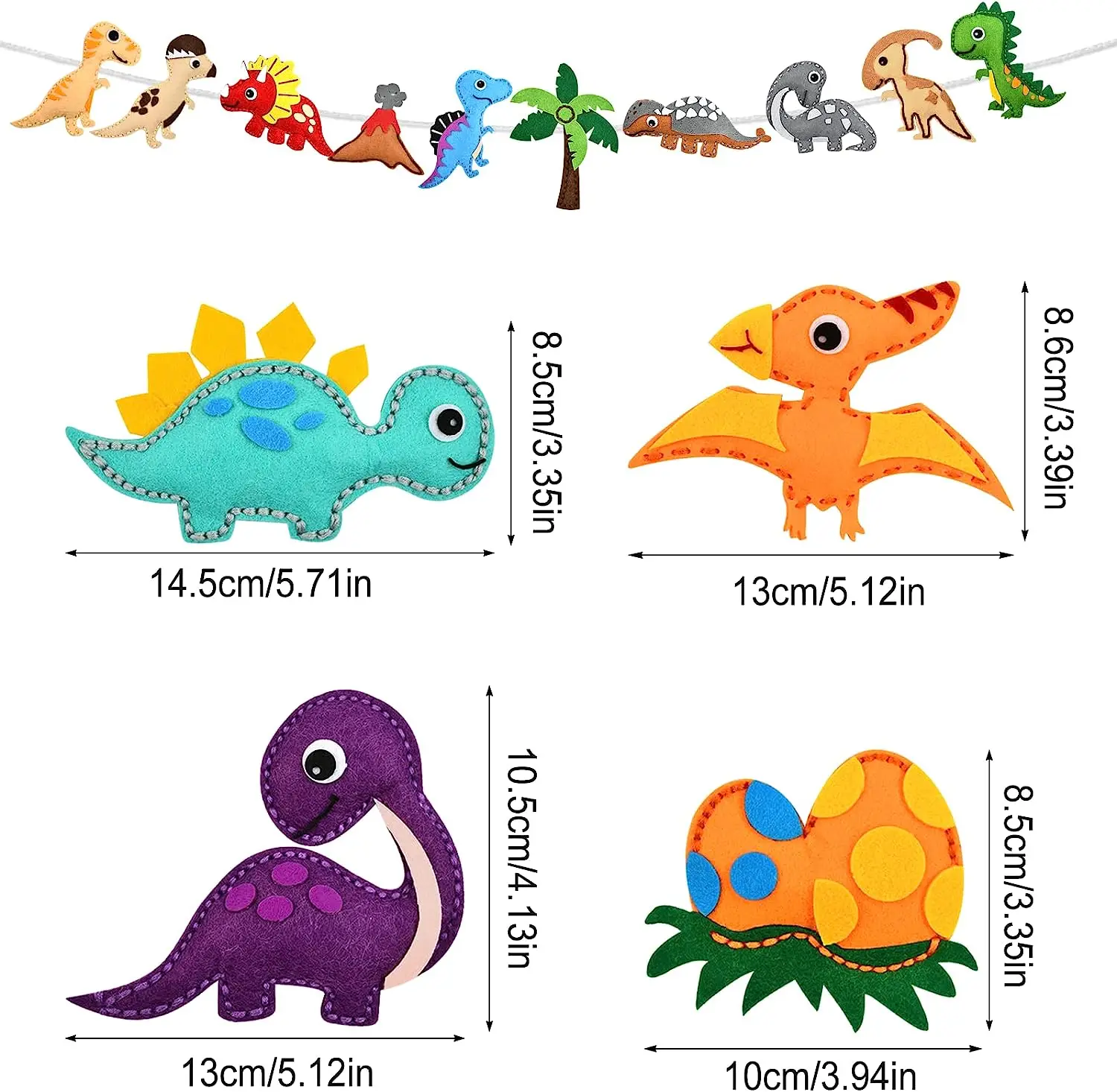 Dinosaurier Nähen Bastelset DIY Kinder Basteln Nähen Set Pädagogische Anfänger Nähen Gefüllte Weihnachten Nähen Bastelset Filz Ornamente – Detail 10