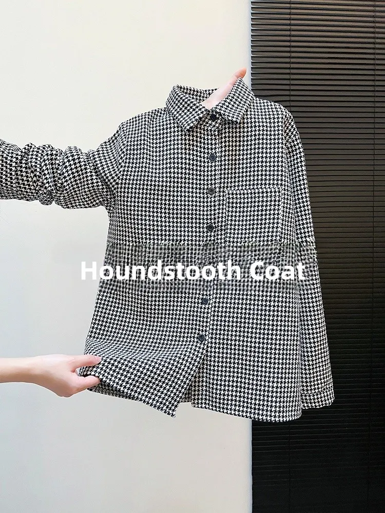 

Женская рубашка в ретро-стиле с флокированием, базовый слой, клетчатая, свободного кроя, с длинным рукавом, на пуговицах, повседневная, утягивающая, в корейском стиле