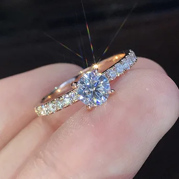 여성용 로즈 골드 실버 컬러 패션 트렌디 약혼 반지, 결혼 파티 선물, 드롭 배송, 6mm, 2024 신상