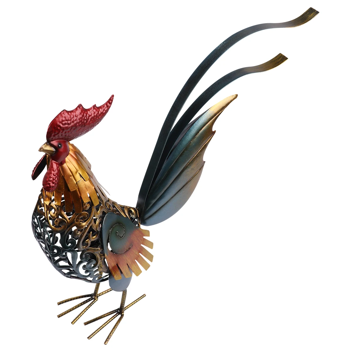 

Iron Rooster Figurine H made Metal Sculpture Kitchen Decor Bathroom Shelf nament Patio Decoration Dramatic