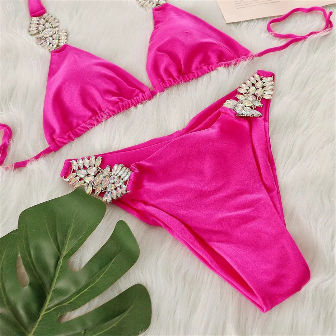 Sexy Bikini mit Diamant-Strasssteinen, Damen-Badeanzug, zweiteiliges Bikini-Set, Scrunch-Butt-Badeanzug, Badebekleidung, Schwimmanzug V6776 – Detail 12