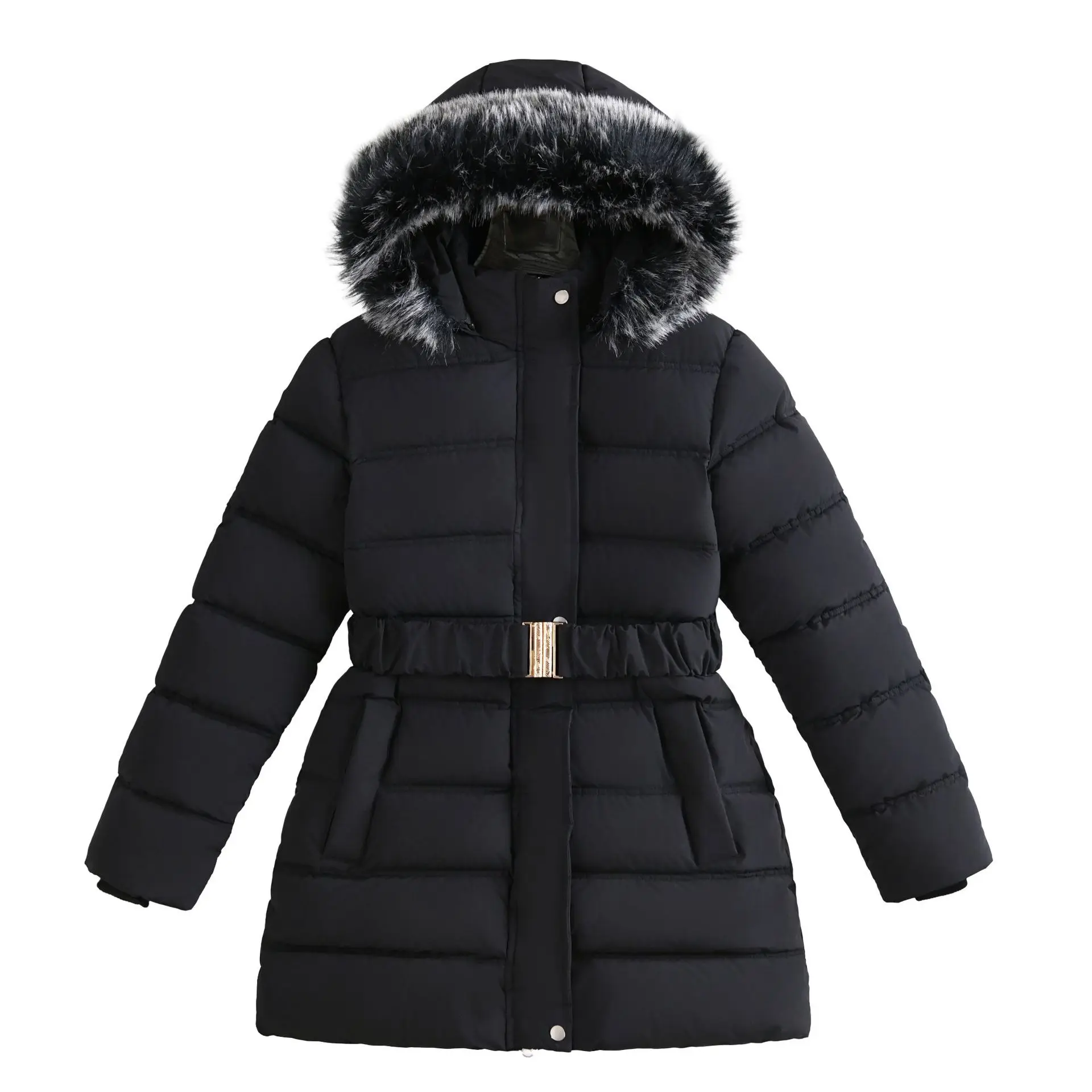 Winter Neue Lange Stil Mädchen Jacke Einfarbig Dicke Warme Windjacke Mantel Für 5-12Y Teen Mädchen Baumwolle Unten Mode schneeanzug