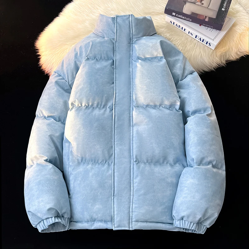 Nieuwe Heren Winterjas Dik Warm 2024 Winter Heren Casual Effen Parka Jassen Winddichte Slanke Rits Bovenkleding Overjas Katoen Gewatteerd