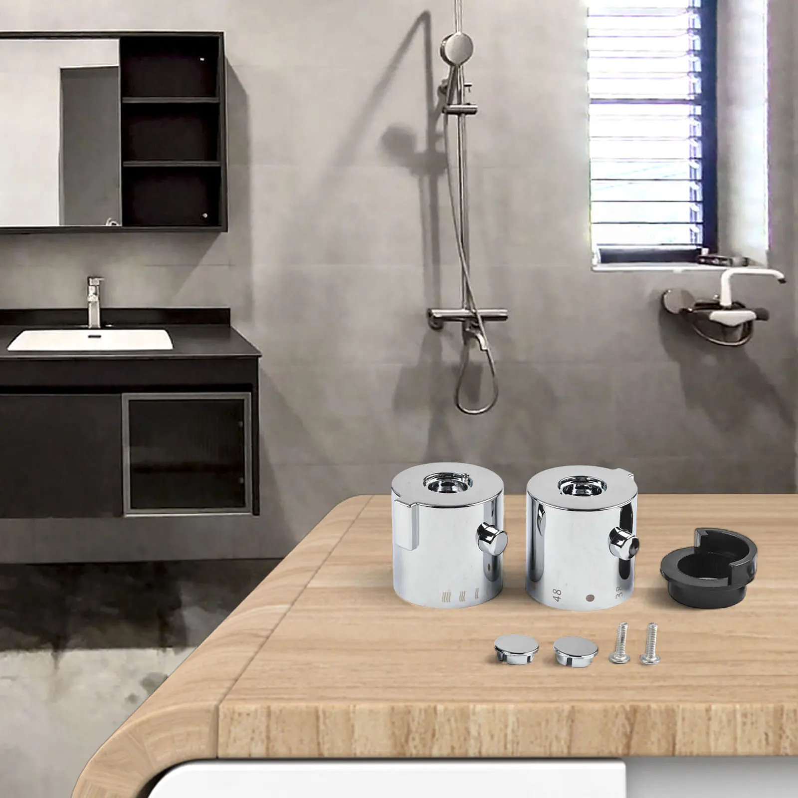 ABS Plastic Shower Temperature Control Handle Knob Suitable for SMA Bath Shower Mixer Temperature Control Mirror Chrome Finish