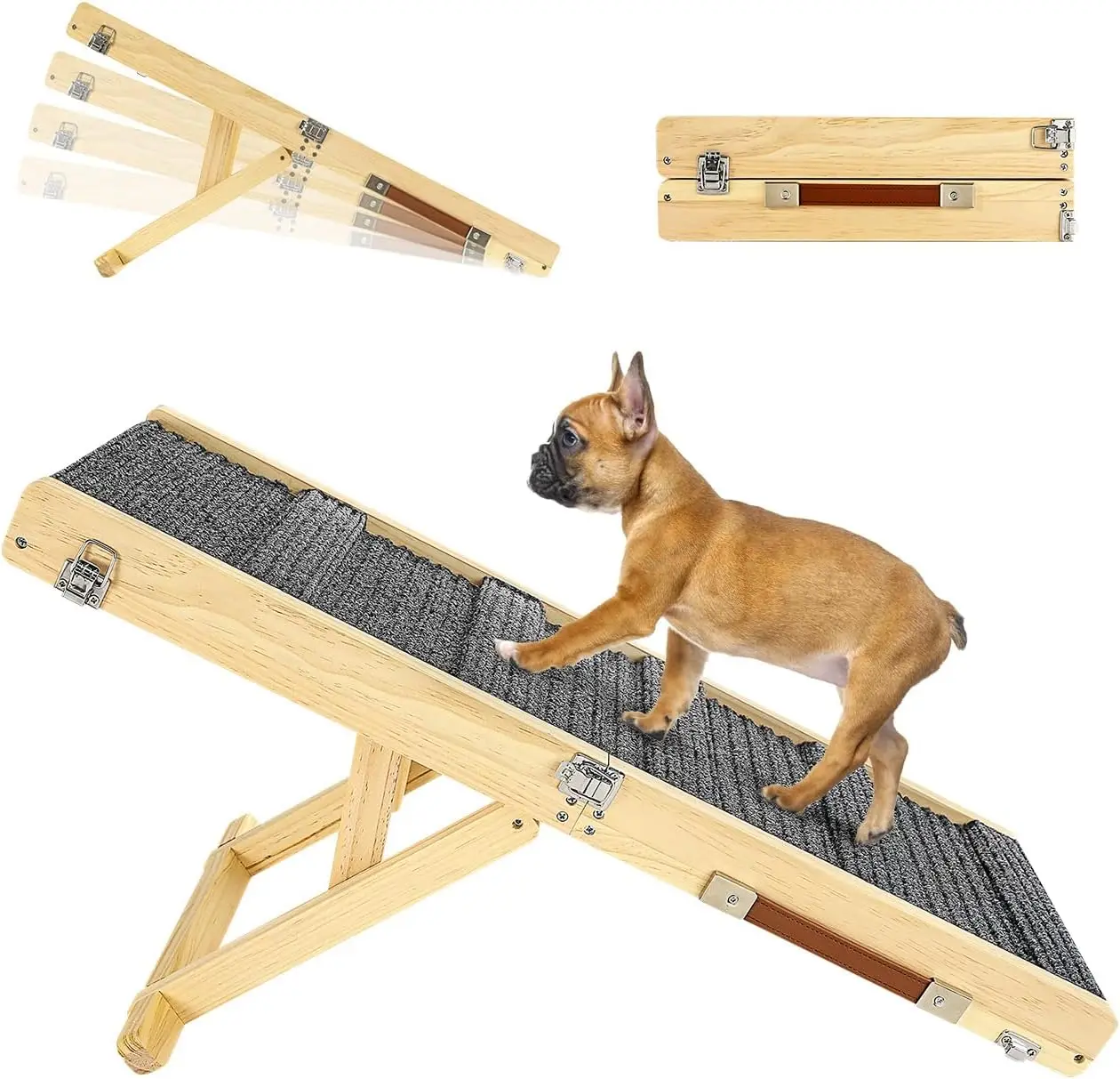 

Foldable Dog Ramp For Couch, Small Dog Ramp For Bed Pet Ramps For Small Dogs Indoor, 4 Adjustable Height From 8"" To 18"",