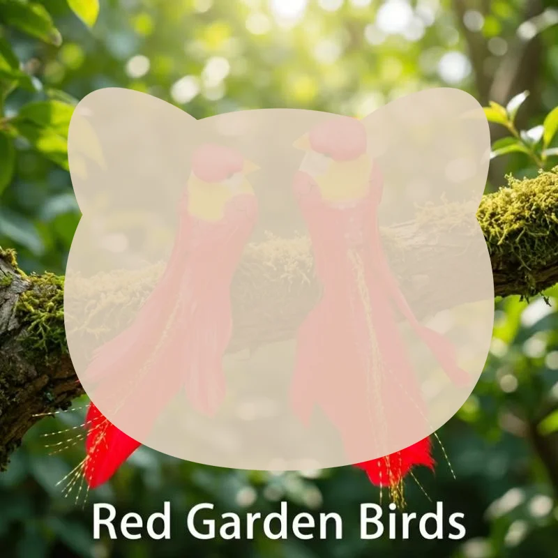 Realistic Simulation Feather Red Birds Handicraft Decorative Figurines with Clips for Home Garden Lawn Tree Ornaments