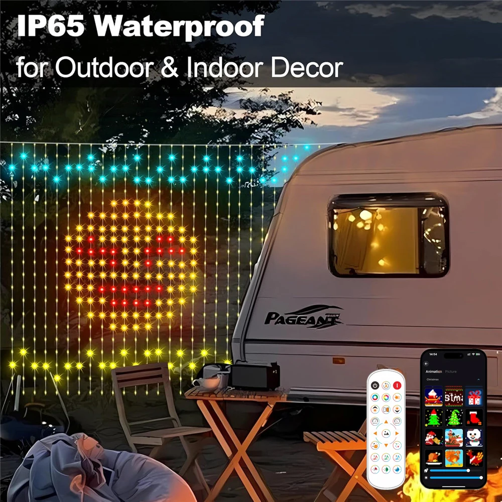 400LED Smart Curtain Lights LED String RGB Christmas Fairy Lights Bluetooth oth App DIY Music Change Display for Window Bedroom
