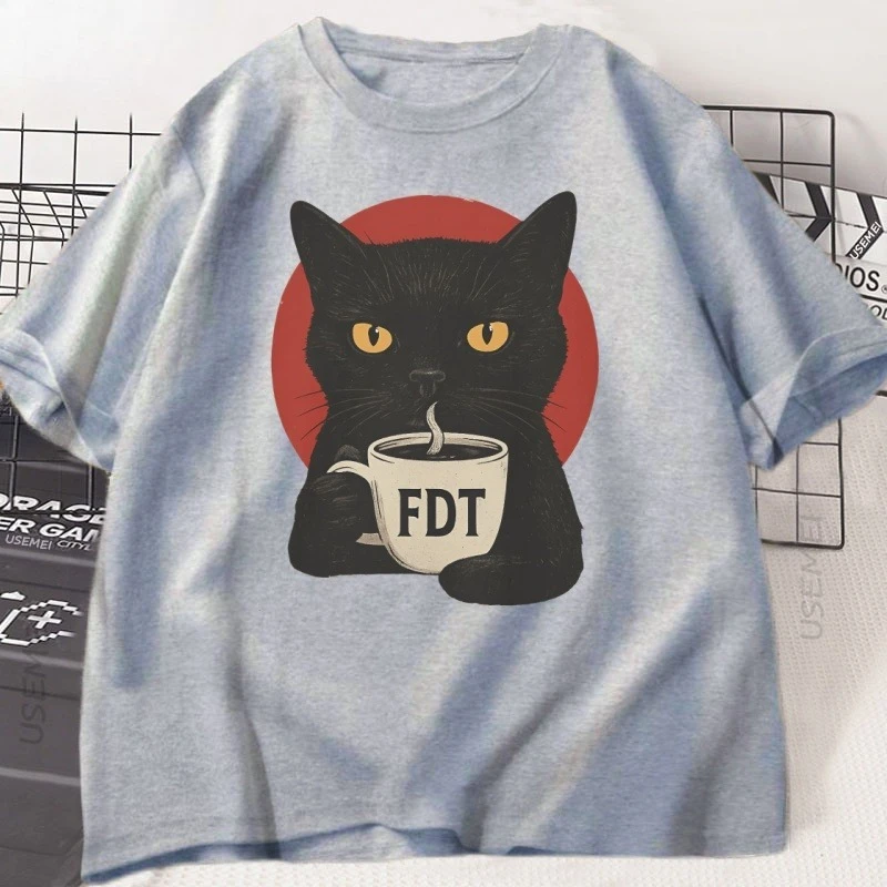 Fdt - camiseta de gato negro femenino camiseta de manga corta camiseta de manga corta scotte camiseta de manga corta #3