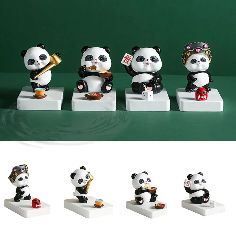 

Фигурки панды, держатель для телефона в виде панды, противоскользящая смола, мультяшная подставка для телефона, держатель с плоским дном, устойчивый кронштейн для мобильного телефона, орнамент