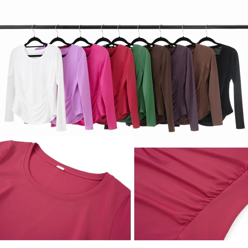 Conjunto de dos piezas de Yoga y Fitness para mujer, traje suave para gimnasio y correr, ropa de entrenamiento transpirable, ropa deportiva femenina de Color sólido