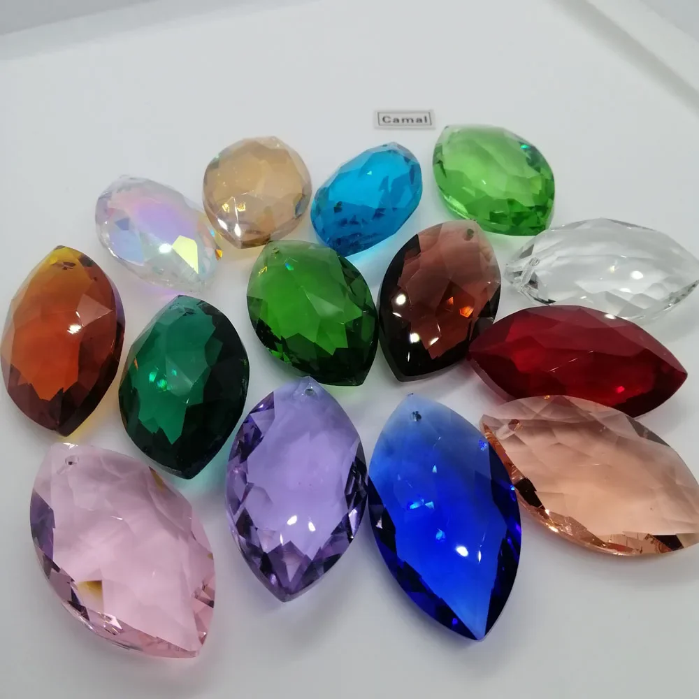 

Camal 10PCS 38mm Crystal K9 Horse-eye Shaped Drop Pendants Prisms Lamp Lighting Ornament SunCatcher Chandelier Hanging Parts DIY