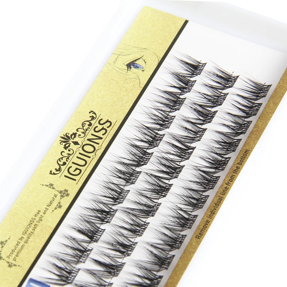 IGUIONSS  L Curl Super Cluster Clusters DIY Eyelash Extension Natural Mink Eyelash Individual Lashes Makeup Tools MIX10,12,14