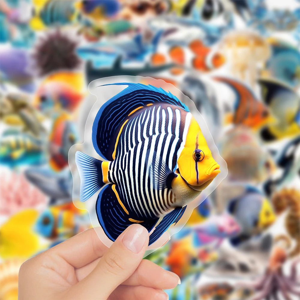 10/30/50pcs Marine Life Cartoon Transparent Stickers Sea Turtle Shell Fish Graffiti Decal for Luggage Guitar Laptop Cool Sticker