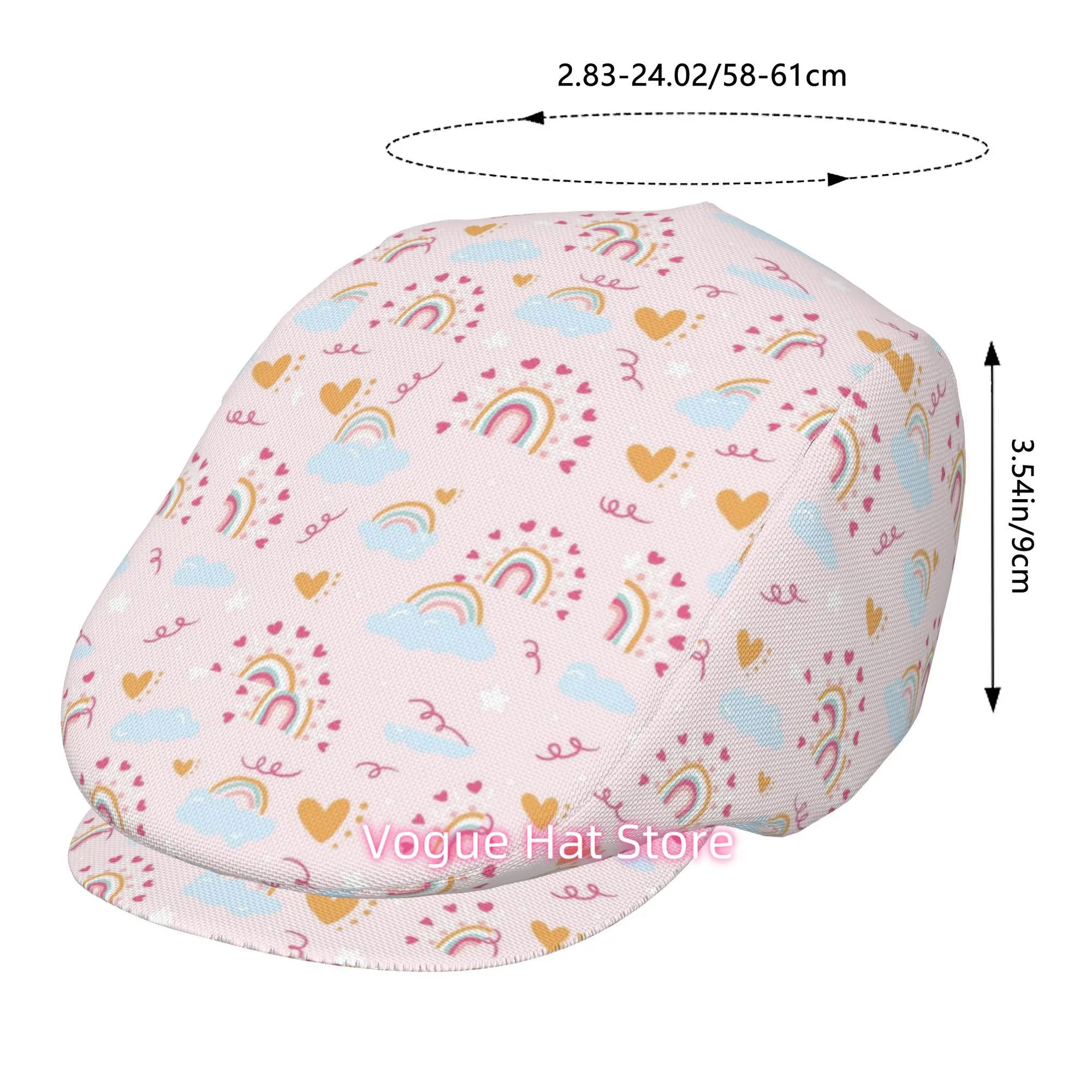 2D Flat - 1pc of a Charming All-Over Printed Beret, a Vintage Newsboy Cap, Suitable for Everyone, an Essential Fashion Item for