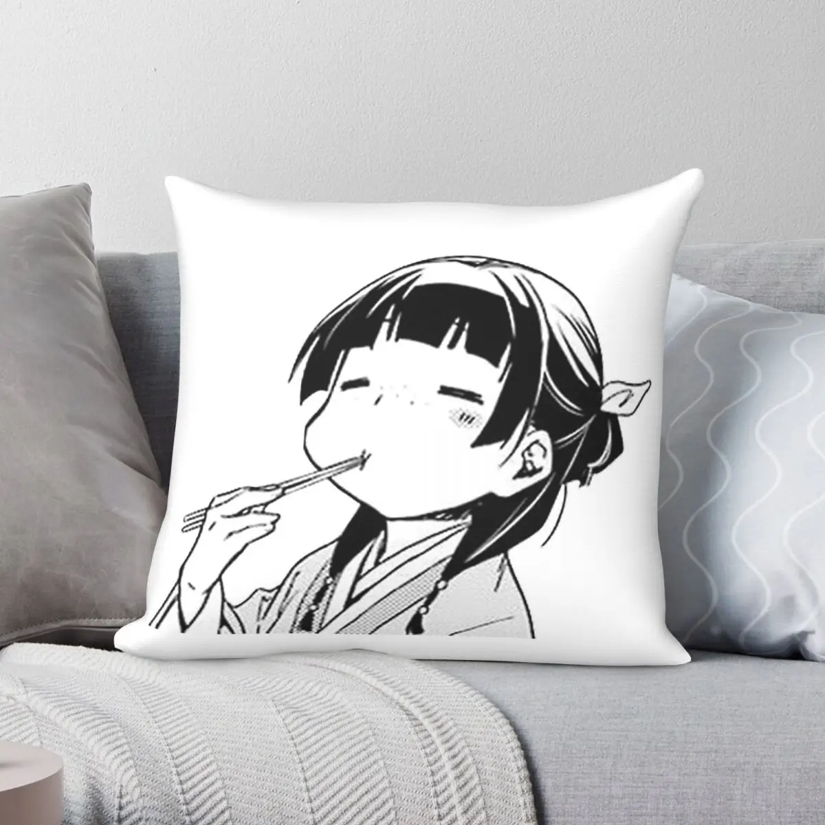 Maomao Eating Apothecary Diaries Square Pillowcase Polyester Linen Velvet Pattern Zip Decor Home Cushion Cover
