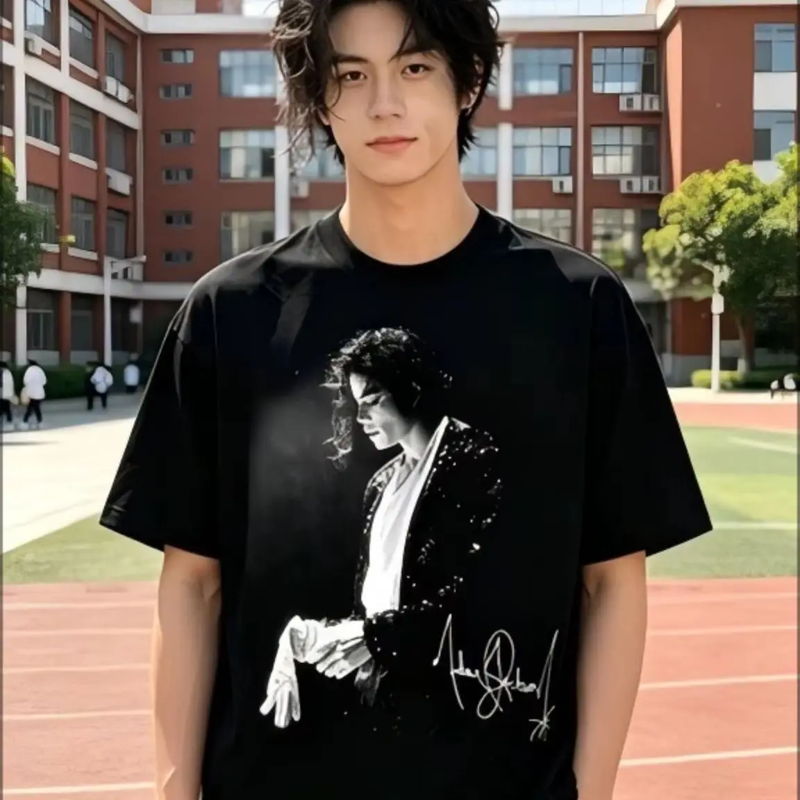Vintage Pop Dancer Portrait Graphic Short Sleeve Tee, Soft Loose Crewneck Casual Street Top for Teen Men Women and children